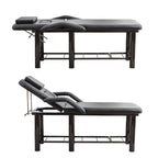 Professional Black Beauty Bed with Removable Headrest & Breast Cushions, Armrests and Storage Shelf for Massage, Facial, Tatt