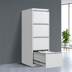 Steel Vertical File Cabinet with Lock, 4 Drawer, Metal Storage for A4/Legal/Letter Size, White - Grand Goldman