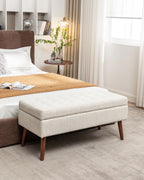 Storage Bench with Storage Bench for Bedroom End of Bed Bench Foot of Bed Bench Entryway Bench Storage Ottoman Bench 43.7' W x 18.1' D Off White Bench - Grand Goldman Shop