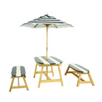 Naturally Playful Kids Picnic Table with Umbrella, Indoor/Outdoor Fun, Dark Blue Poplar Wood | Premium Home Decor - Grand Gol