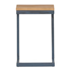 Small C-shaped End Table with Iron Base and Fir Wood Top, Black - Grand Goldman Shop