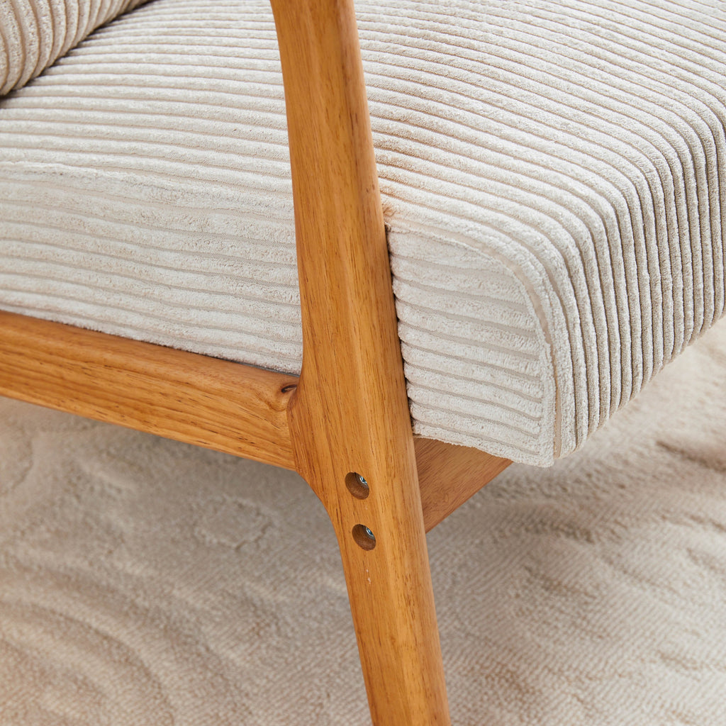 Mid-Century Modern Accent Chair with Pillow Upholstered Arm Chair in Beige Polyester and Solid Wood Frame (beige) - Grand Goldman Shop