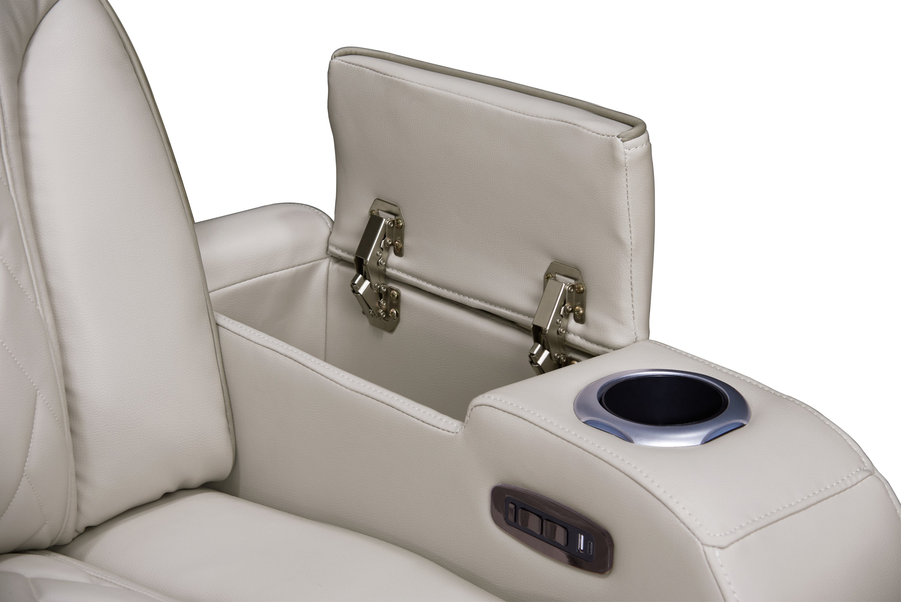 Jazz Ice Leather Aire Transformer Power Reclining Sofa & Loveseat Living Room Set w/Power Headrest, Bluetooth Speakers, LED Lights, Wireless Charging Drop-Down Table, USB Ports, Storage & Cupholders - Grand Goldman Shop