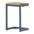 Small C-shaped End Table with Iron Base and Fir Wood Top, Black - Grand Goldman Shop