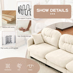 Loveseat Cloud Sectional Couches  Chenille Fabric, Quilted Pleated Design, Ergonomic Design, High-Density Foam Easy Install Elegant Armrests High Quality Wooden Base,Fits Living Rooms,Beige - Grand Goldman Shop