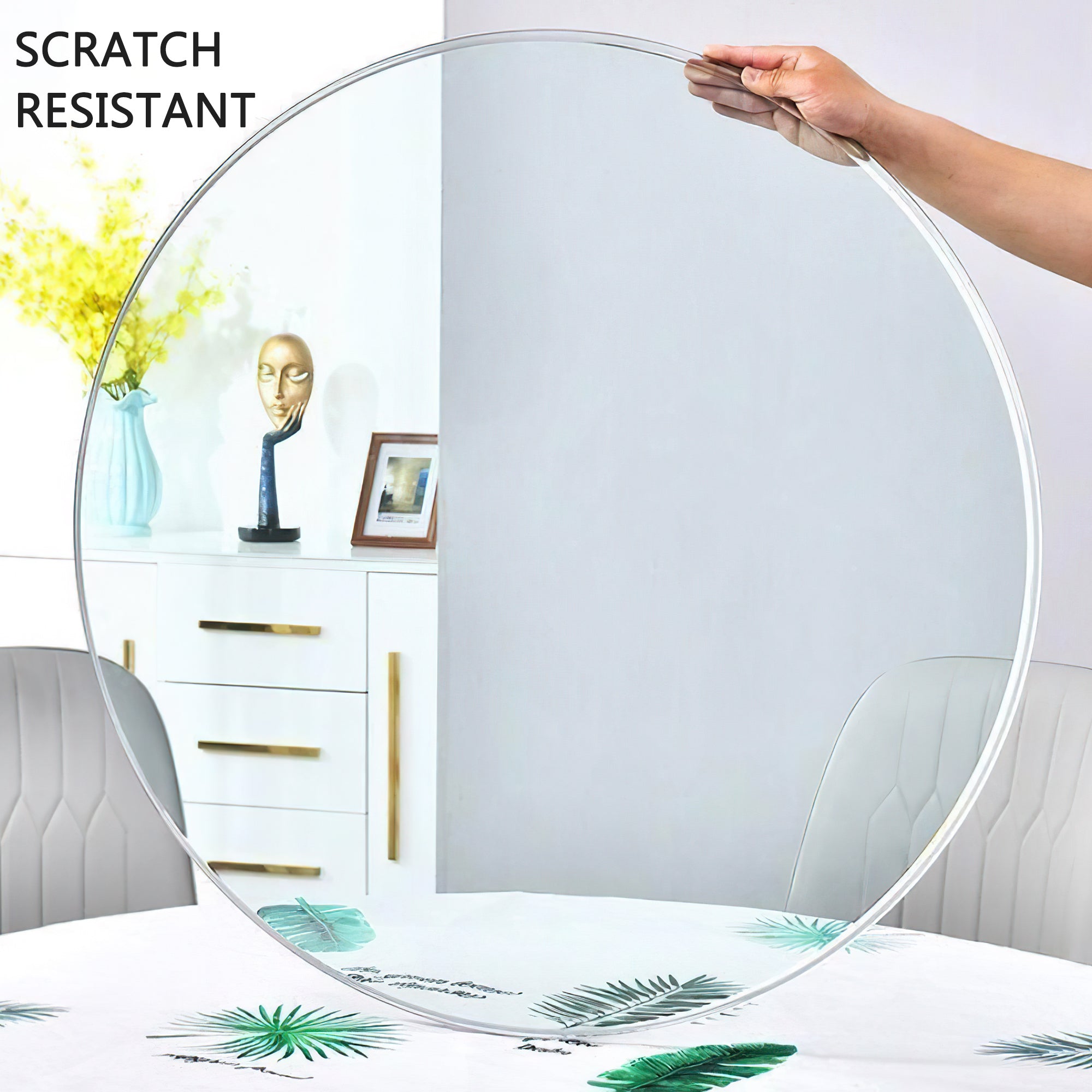 size:18.11 inch.Tempered glass table top round transparent table surface round glass table top round glass sheet. - Grand Goldman Shop