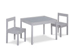 Della 3-Piece Solid Wood Kids Table & Two Chair Set, Gray - Grand Goldman