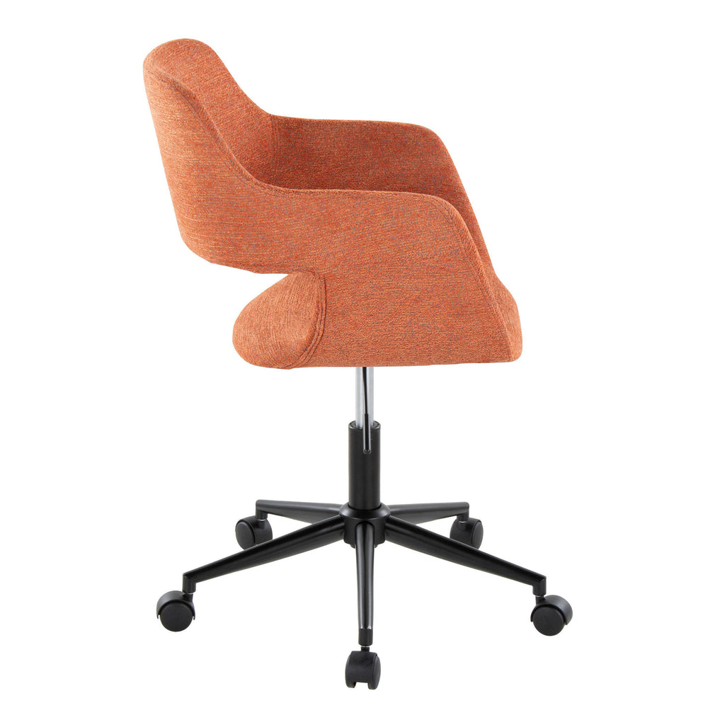Contemporary Task Chair in Black Metal and Orange Fabric - Grand Goldman