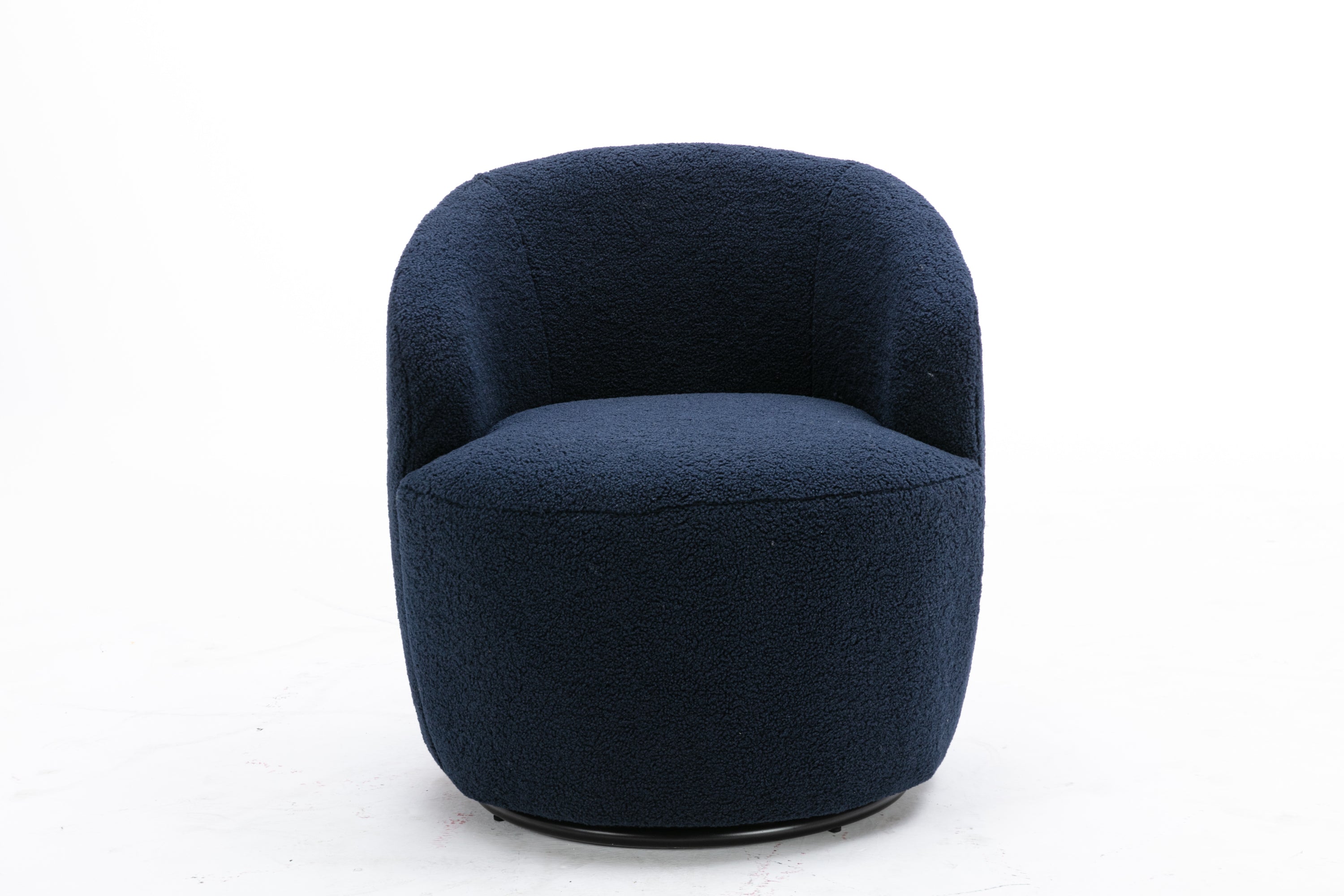 Teddy Fabric Swivel Accent Armchair Barrel Chair With Black Powder Coating Metal Ring,Dark Blue - Grand Goldman Shop