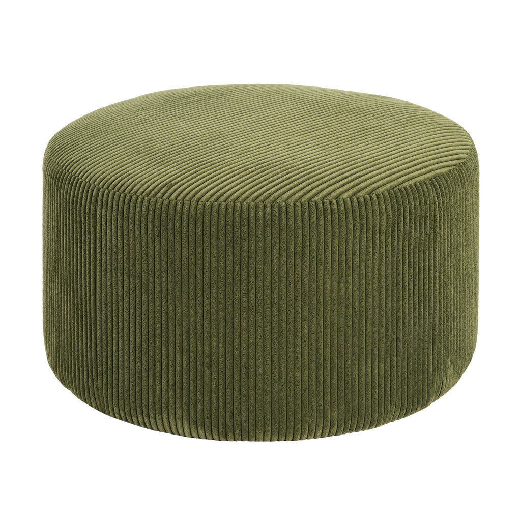 Upholstered Round Ottoman,Olive Green,Corduroy - Grand Goldman Shop