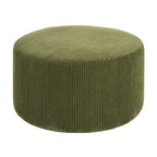Upholstered Round Ottoman,Olive Green,Corduroy - Grand Goldman Shop