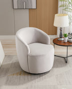 Velvet Fabric Swivel Accent Armchair Barrel Chair With Black Powder Coating Metal Ring,Gray - Grand Goldman Shop