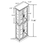 Lighted Glass Curio Display Cabinet,Display Cabinet,Glass Storage Cabinet Glass Wine cabinet Wood Frame Toy Display for Living Room, Kitchen, Pantry light bulb included Antique white - Grand Goldman Shop