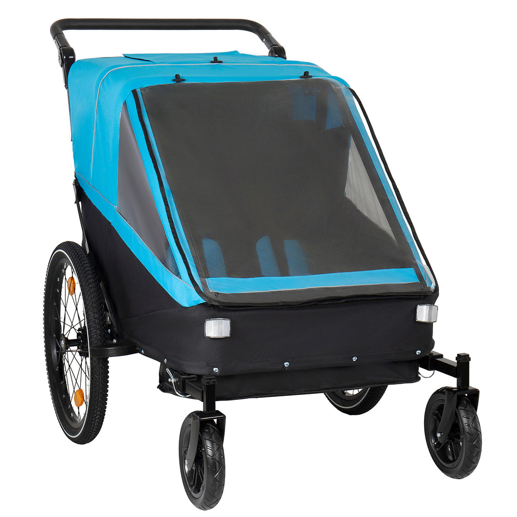 2 in 1 Kids Bike Trailer and Stroller for 1 to 2 Children, Jogging Function, Foldable Compact Storage with Universal Bike Hit