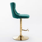 A&A Furniture,Golden Swivel Velvet Barstools Adjusatble Seat Height from 25-33 Inch, Modern Upholstered Bar Stools with Backs Comfortable Tufted for Home Pub and Kitchen Island（Green,Set of 2） - Grand Goldman Shop