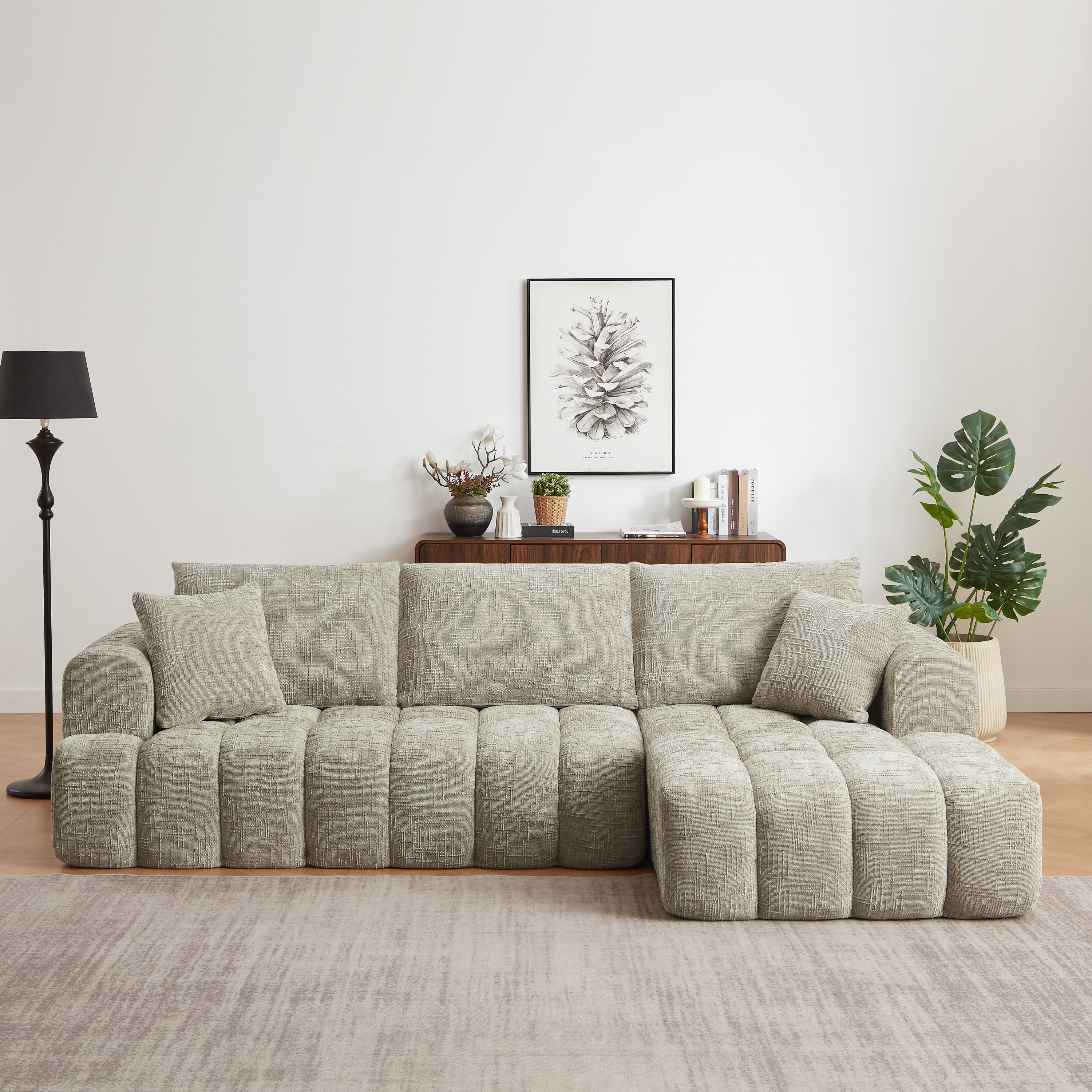 Chenille L-Shape Luxury Sectional Oversized Sofa,Mnimalist Design,Comfy Sleeper Couch for Living Room,Apartment&Reception Spaces,No Assembly Required - Grand Goldman Shop