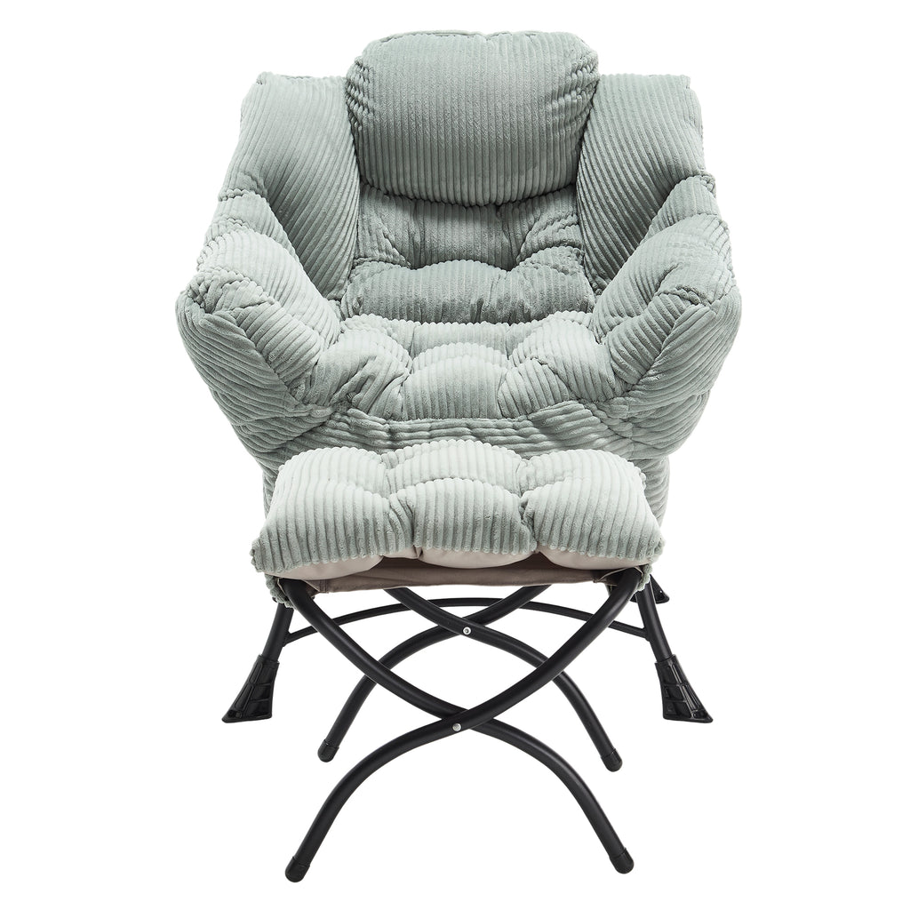 Lazy Chair with Ottoman, Modern Lounge Accent Chair with Armrests and a Side Pocket, Leisure Upholstered Sofa Chair Reading Chair with Footrest for Small Space, Corner Chair-Light green - Grand Goldman Shop