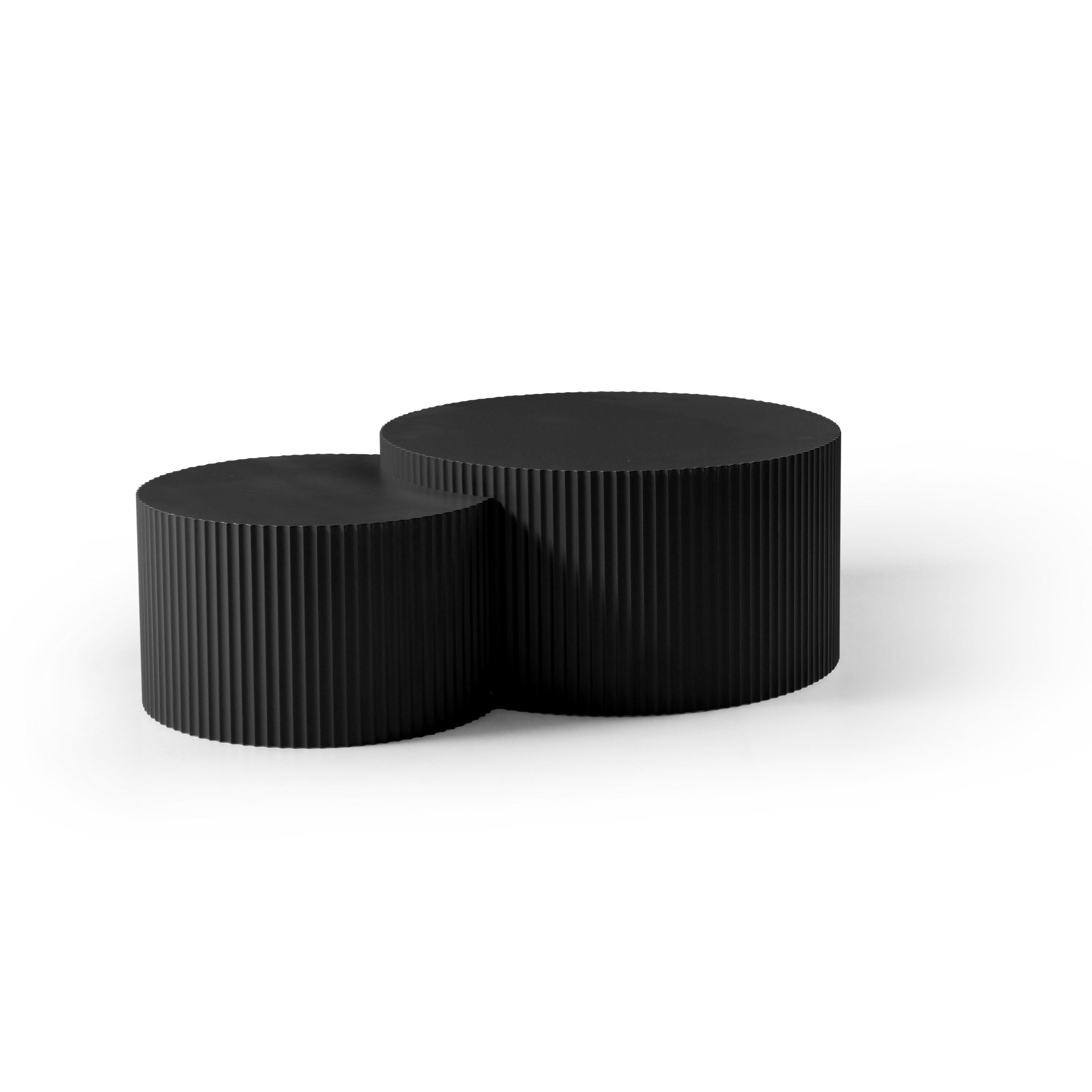 Black Nesting table set of 2 Round and Half Moon Shapes,No Need Assembly(Same Sku:W876P271183) - Grand Goldman Shop