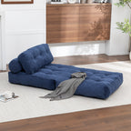 Folding Sofa Bed, Convertible Sleeper Chair with Pillow Foldable Mattress with Back Support, Portable Fold Out Chair Bed Comfy Floor Sofa Lounge for Living Room Bedroom, Dark Blue, Single - Grand Goldman Shop