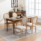 A&A Furniture,French Style Solid Wood Frame Antique Painting Linen Fabric Back Dining Chair,Set of 2,Beige,SW1845BG - Grand Goldman Shop