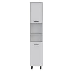 Hobart Pantry, Four Legs, Three Interior Shelves, Two Shelves, Two Cabinets -White - Grand Goldman