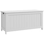 HOMCOM 39.4' Storage Chest w/ 2 Safety Hinges, Wooden Box, White - Grand Goldman Shop