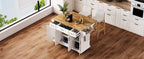 K&K 54inch Large Kitchen Island with Rubber Wood Drop Leaf, Embossed Texture Rolling Kitchen Cart on 4 Wheels with 4 Doors and 3 Drawers, Kitchen Island with Storage for Kitchen, Dining Room,White - Grand Goldman Shop