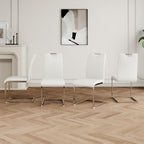 Modern Dining Chairs with Faux Leather Padded Seat Dining Living Room Chairs Upholstered Chair with Chrome Metal Legs Design for Kitchen, Living, Bedroom, Dining Room Side Chairs Set of 4 - Grand Goldman Shop