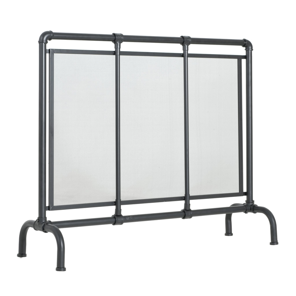 Celeste 1 Panel Iron Fireplace Screen 36' W x 29' H, Black - Grand Goldman Shop