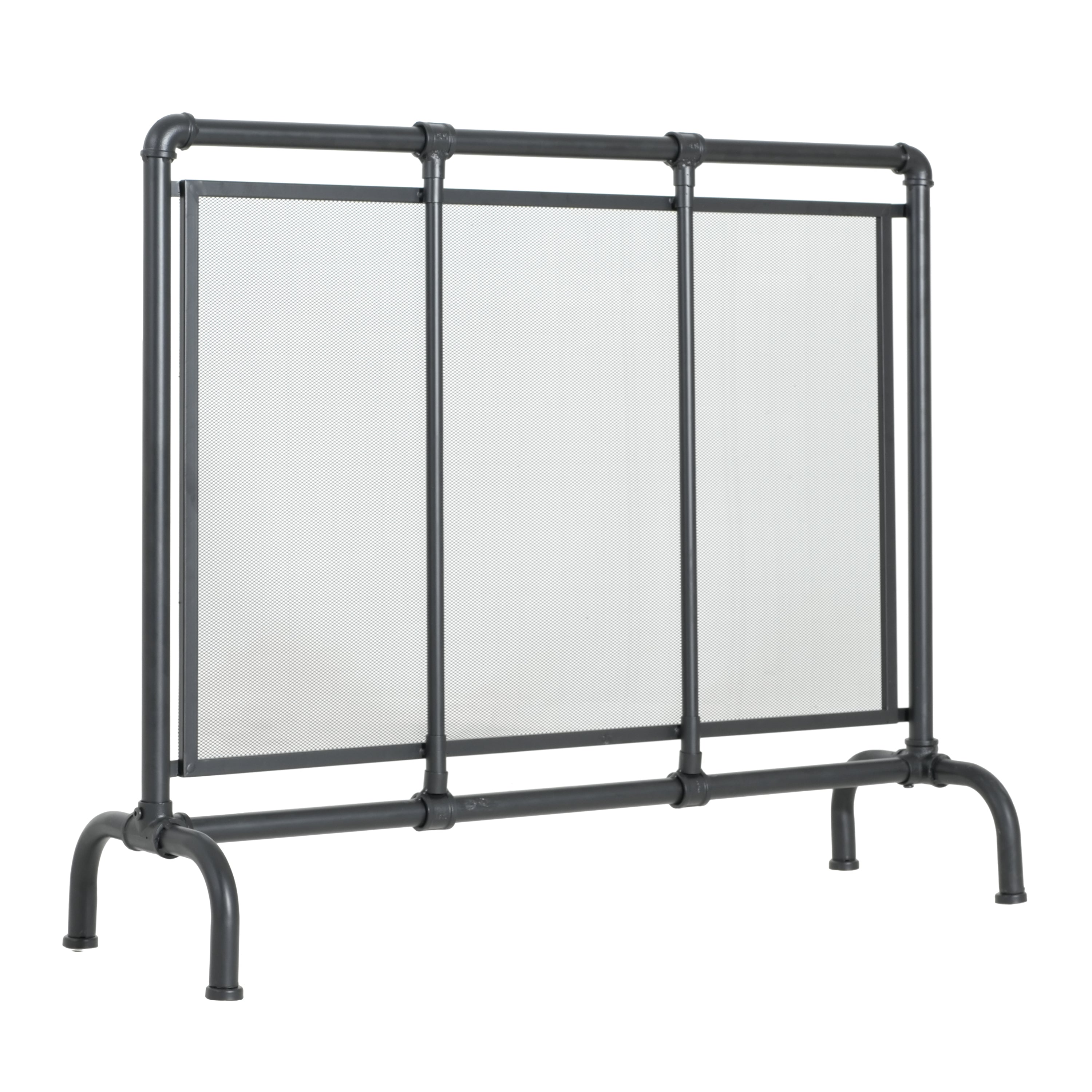 Celeste 1 Panel Iron Fireplace Screen 36' W x 29' H, Black - Grand Goldman Shop
