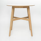 Wood Counter Height Round Dining Table, Natural Oak Finish, 35.4'D x 35.4'W x 36'H - Grand Goldman Shop