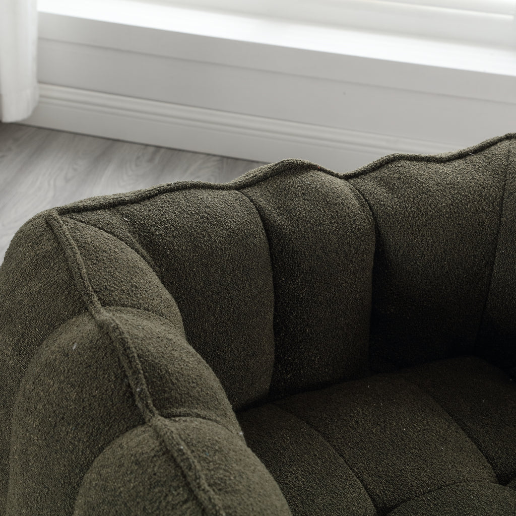 Soft Chenille Bean Bag Chair with High Resilient Foam for Living Room and Bedroom, Comfortable Square Lazy Sofa with Footstool for Adults - Grand Goldman Shop