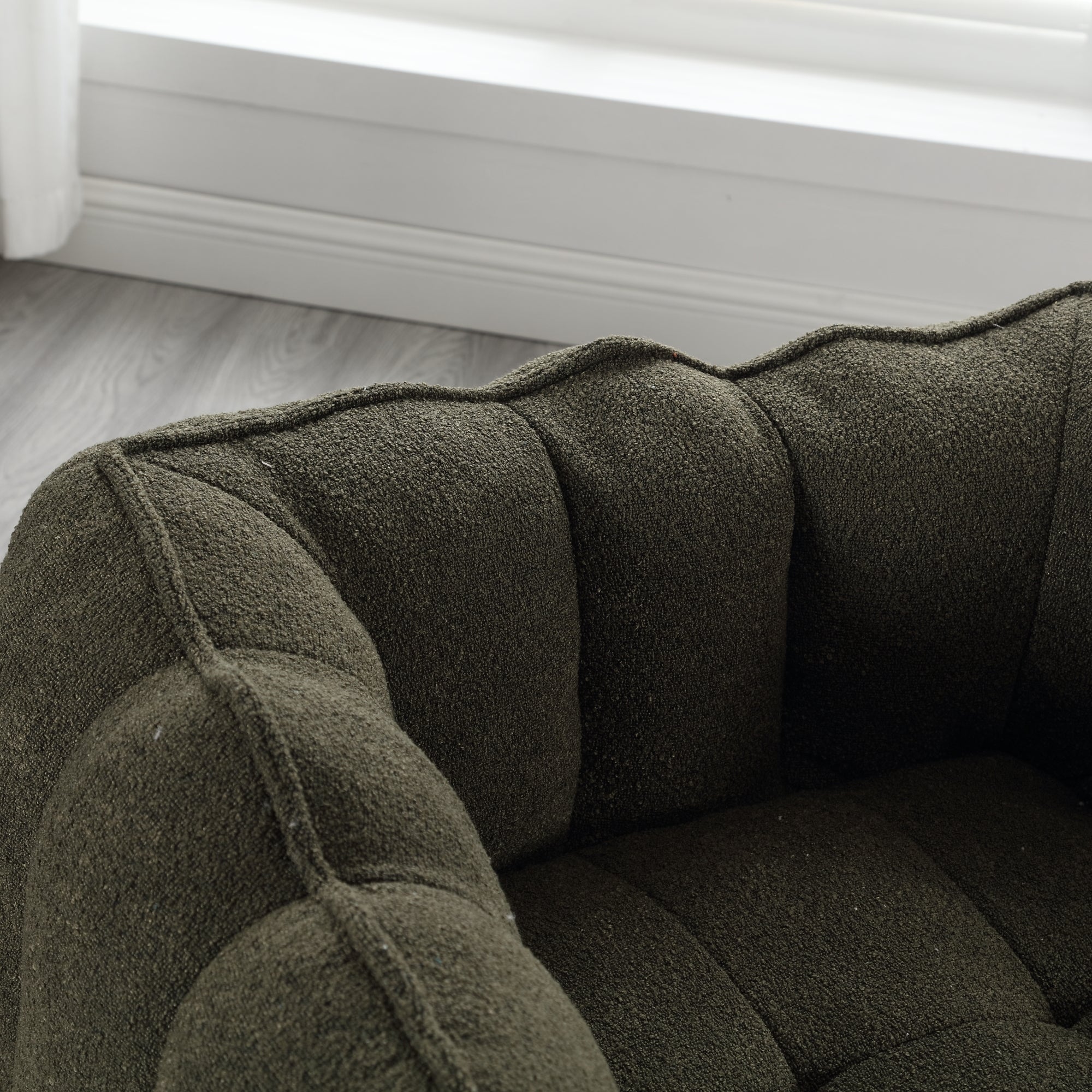 Soft Chenille Bean Bag Chair with High Resilient Foam for Living Room and Bedroom, Comfortable Square Lazy Sofa with Footstool for Adults - Grand Goldman Shop