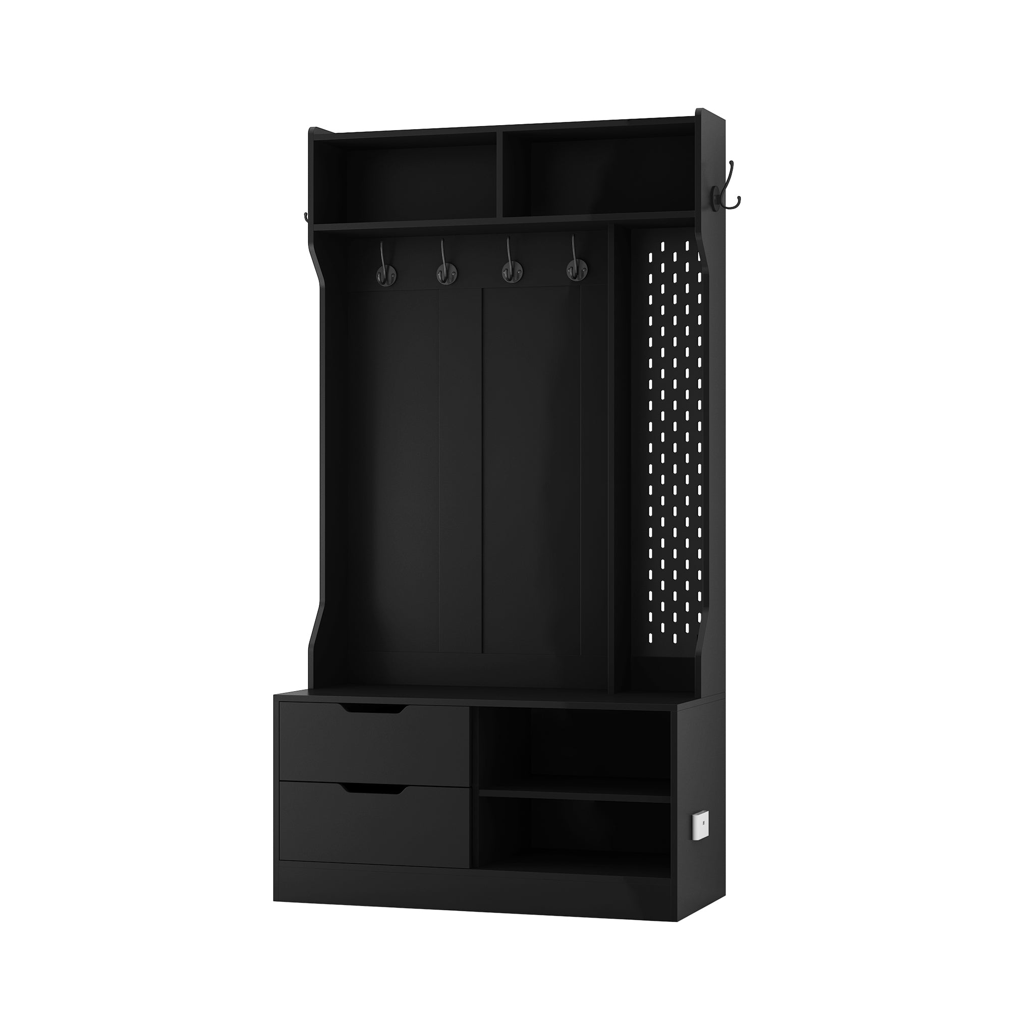 Hall Tree with 6 Hooks,Coat Hanger, Entryway Bench, Storage Bench,for Entrance, Hallwa,black - Grand Goldman Shop