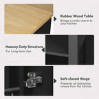 K&K 47 inch Kitchen Island with Extendable Dining Table, Rubber Wood Veneer Kitchen Table with Internal Storage Rack, Power Outlet, Kitchen island with Storage 2 Drawers 2 Cabinet, Black - Grand Goldman Shop