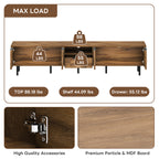 Natural Wood TV Stand for 85 75 65 Inch TV, L-Shaped Handle Entertainment Console with Storage, 78' Long - Grand Goldman Shop