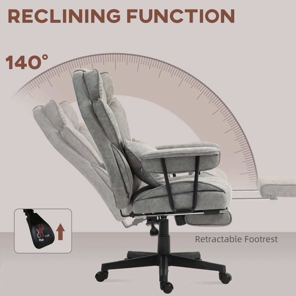 HOMCOM Executive Office Chair, 400LBS Big and Tall Office Chair with Foot Rest, Microfiber Computer Desk Chair with Lumbar Su