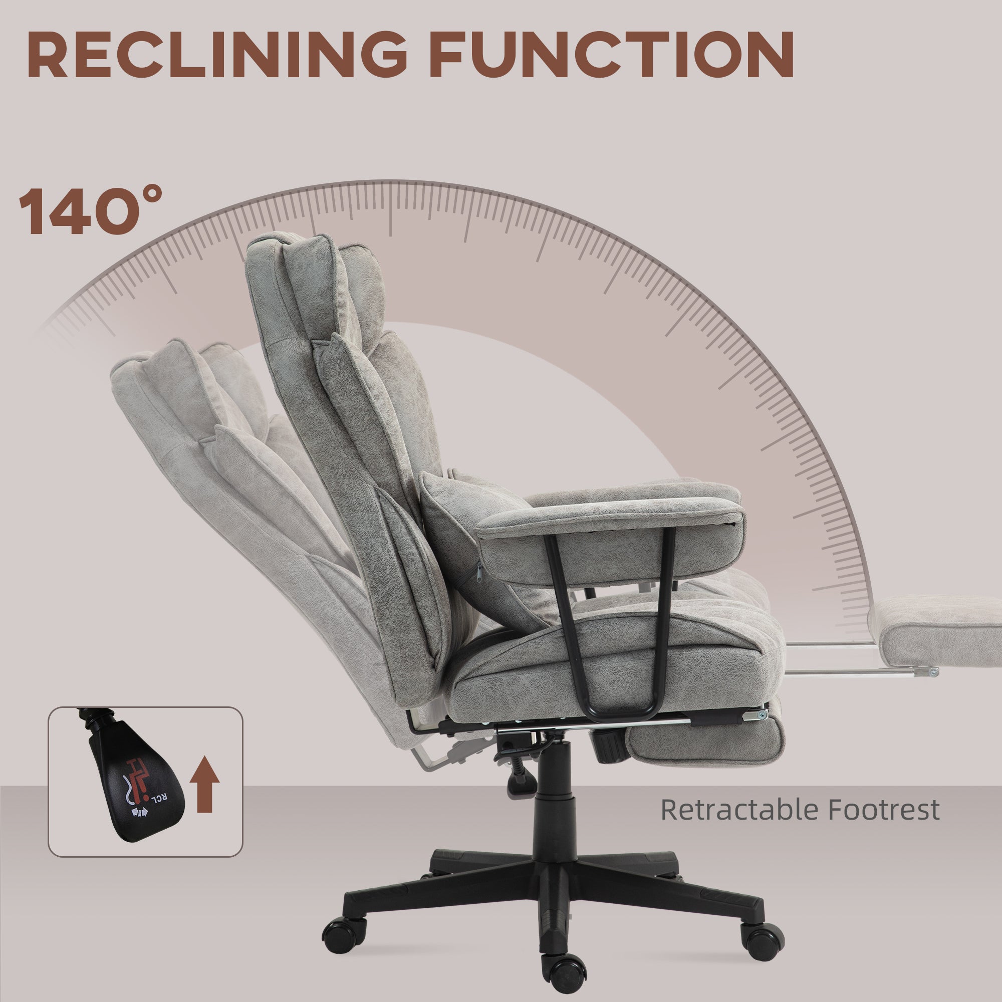 HOMCOM Executive Office Chair, 400LBS Big and Tall Office Chair with Foot Rest, Microfiber Computer Desk Chair with Lumbar Su