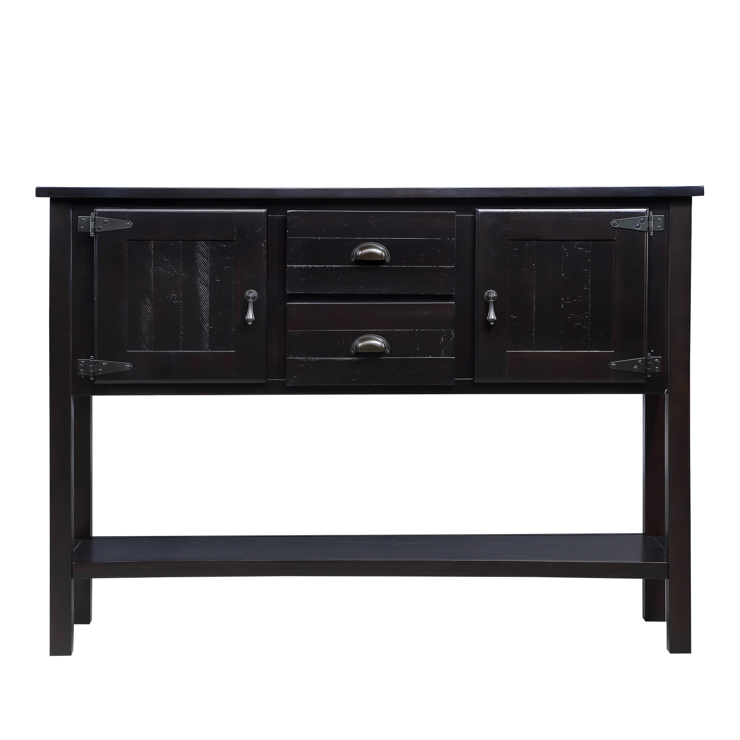 48'' Solid Wood Sideboard Console Table with 2 Drawers and Cabinets and Bottom Shelf, Retro Style Storage Dining Buffet Server Cabinet for Living Room Kitchen Dining Room (Espresso - Grand Goldman Shop