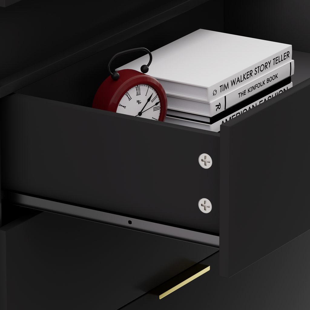 Nightstand with Charging Station and LED Lights,Night Stand with Sliding Top for Bedroom,Bedside Table with Drawers,Modern End Side Table,Black.28.8''W x 17''D x 30.5''H. - Grand Goldman Shop