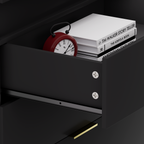 Nightstand with Charging Station and LED Lights,Night Stand with Sliding Top for Bedroom,Bedside Table with Drawers,Modern End Side Table,Black.28.8''W x 17''D x 30.5''H. - Grand Goldman Shop