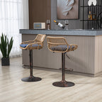 COOLMORE Modern Swivel Bar Stools Set of 2 Adjustable Counter Height Chairs with Footrest Blue Linen - Grand Goldman Shop