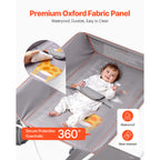 Foldable Baby Changing Diaper Station with Side Basket & Wheels Light Gray - Grand Goldman