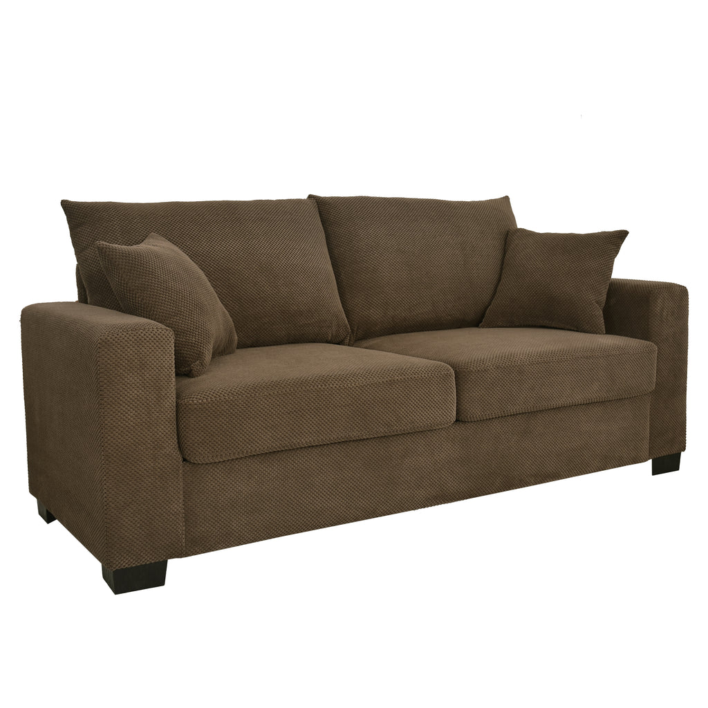69-inch Two-Seater Sofa with Textured Fabric, Comfortable Upholstered Couch in , Wood and Fabric Frame with Sturdy Plastic Legs for Living Room, Apartment, Office - Grand Goldman Shop