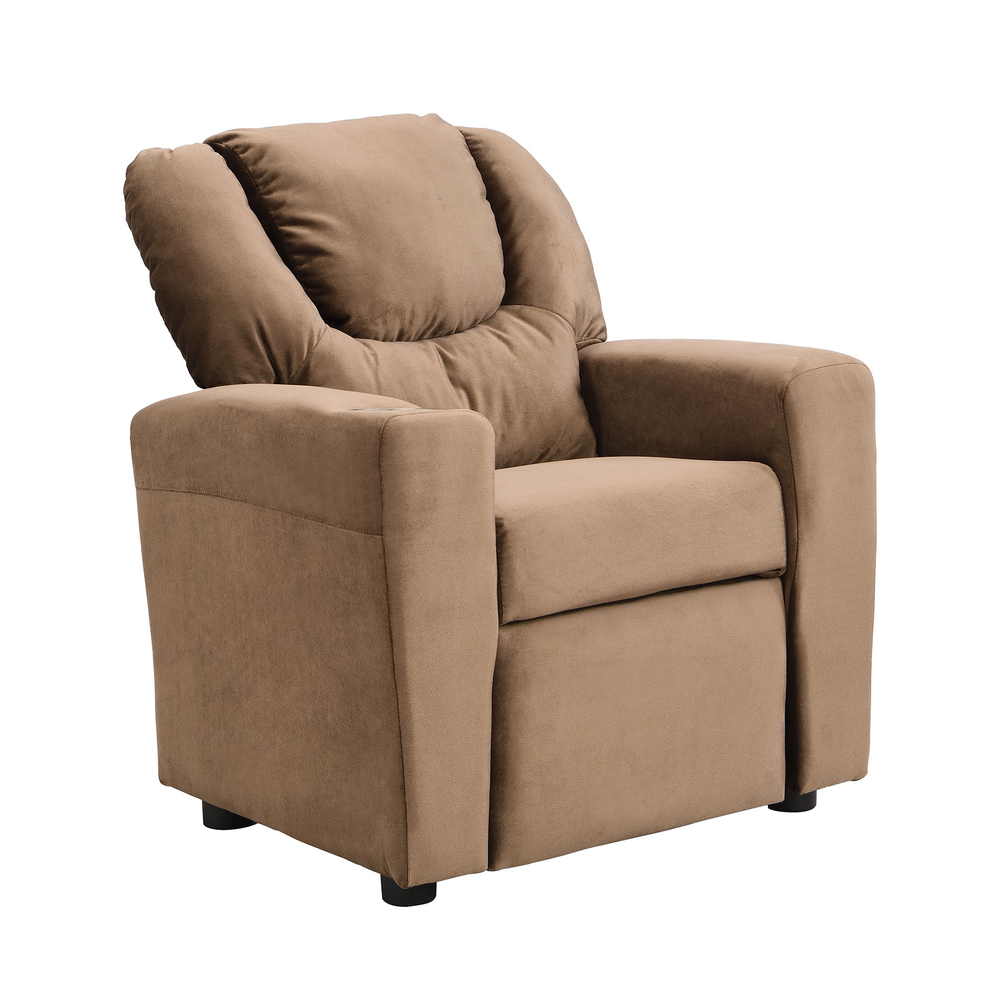 Sally Deluxe Kids Recliner Chair with Cup Holder and Footrest in Brown Velvet | Premium Home Decor - Grand Goldman