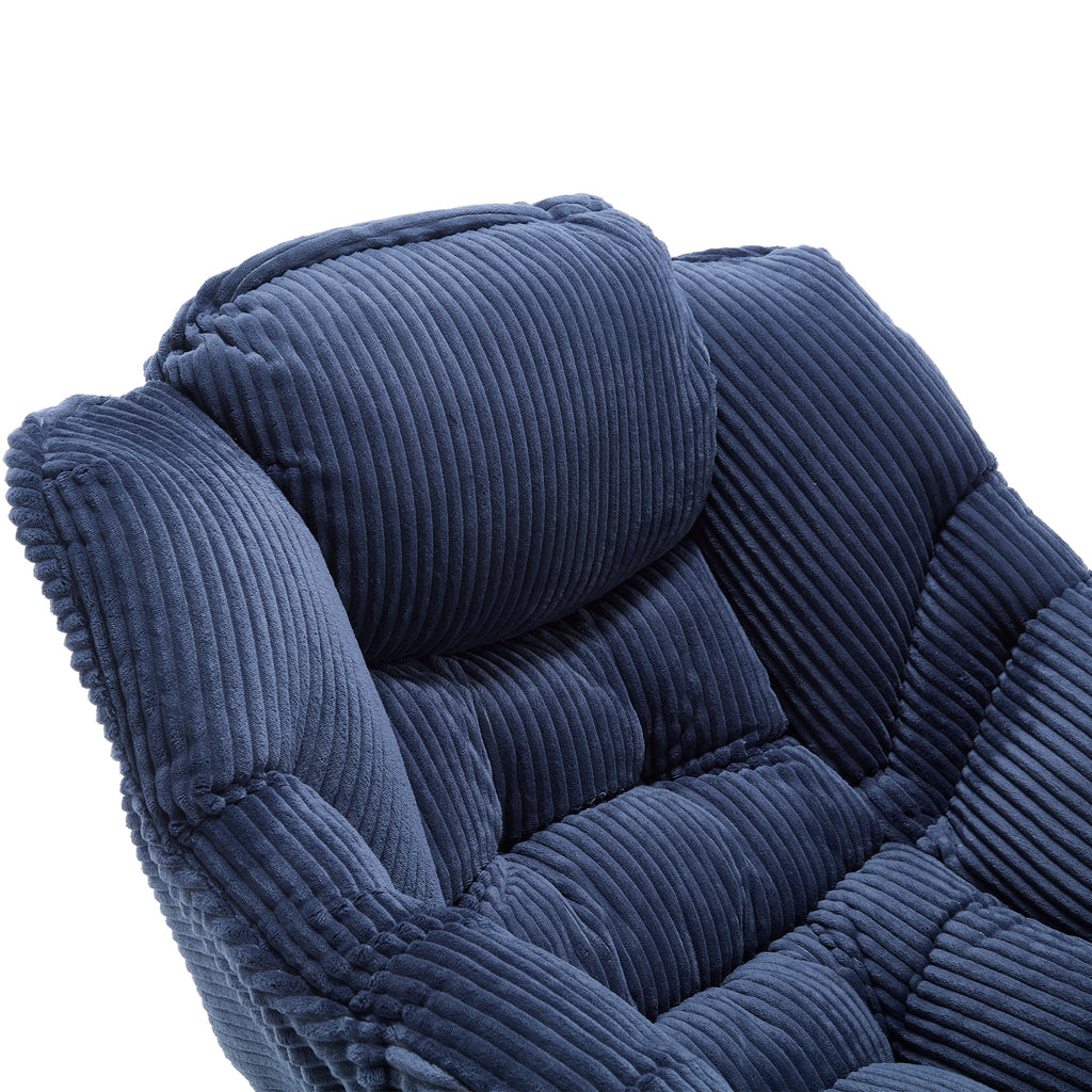 Lazy Chair with Ottoman, Modern Lounge Accent Chair with Armrests and a Side Pocket, Leisure Upholstered Sofa Chair Reading Chair with Footrest for Small Space, Corner Chair-Navy blue - Grand Goldman Shop