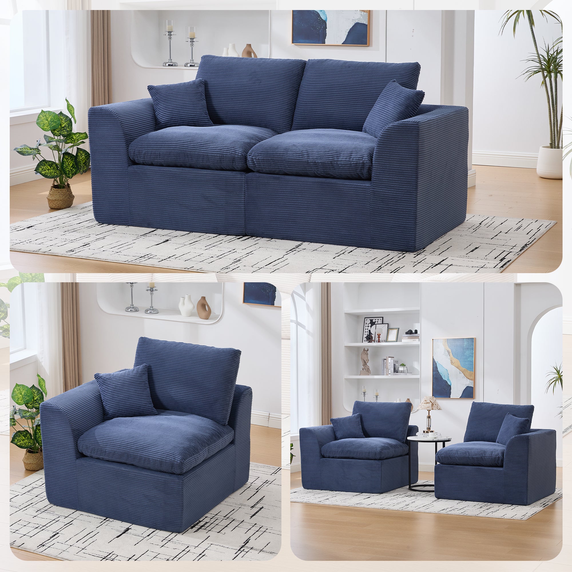UNITED WE WIN Modular Sectional Sofa Cloud Couch,Comfy Cloud Modern Sofa,2 Seater with Cushion Covers Removable Furniture for Living Room Bedroom Apartments Dorms,No Assembly Required - Grand Goldman Shop