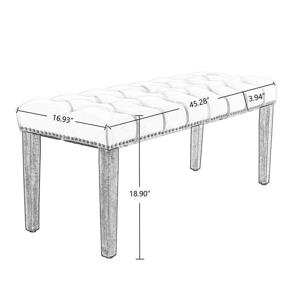 Heng Ming Upholstered Tufted Bench Ottoman , Velvet Dining Bench Bedroom Bench  Footrest Stool Accent Bench for Entryway Dining Room Living Room, Black - Grand Goldman Shop