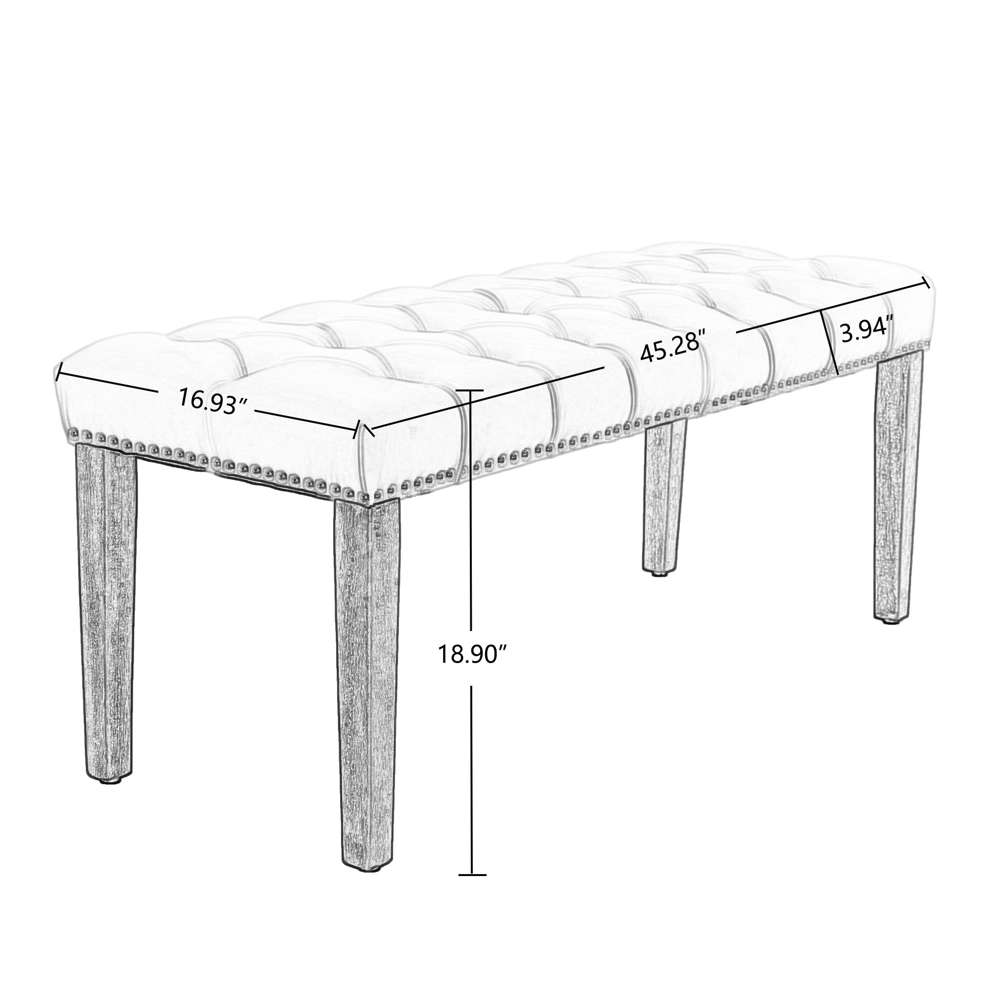 Heng Ming Upholstered Tufted Bench Ottoman , Velvet Dining Bench Bedroom Bench  Footrest Stool Accent Bench for Entryway Dining Room Living Room, Black - Grand Goldman Shop