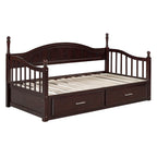 Wooden Twin Size Daybed with Twin Size Trundle, Extendable Daybed with Two Storage Drawers, Espresso(Expected Arrival Time:9.12) - Grand Goldman Shop